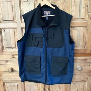 Duluth Trading Company Mens XXL Tall‎ Vest Blue Black Pockets Full Zip Utility